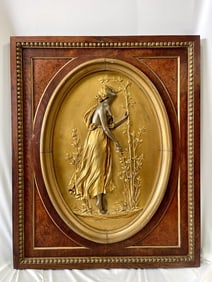 FRAMED GILT BRONZE PLAQUE OF A GODDESS