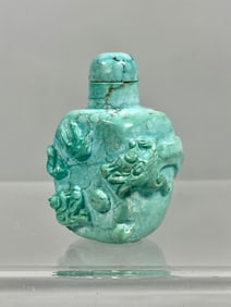 CHINESE CARVED TURQUOISE SNUFF BOTTLE