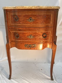 ANTIQUE SIDE CABINET WITH MARBLE TOP