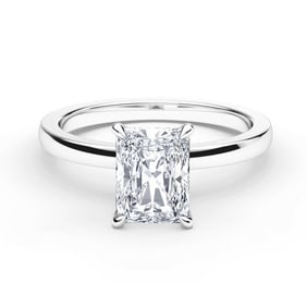 14K White Gold Radiant Cut Natural Diamond Ring, GIA