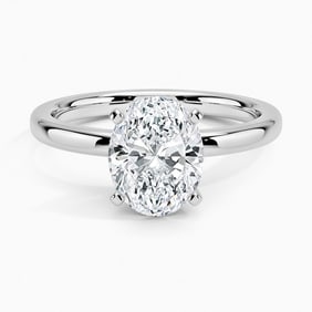 14K White Gold Oval Cut Natural Diamond Ring