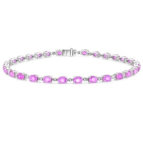 14K Yellow Gold Natural Diamond & Pink Sapphire Bracelet