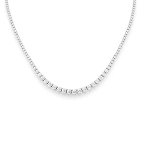 14K White Gold Diamond Riviera Necklace