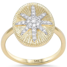 14K Yellow Gold Oval-Shape Natural Diamond Ring