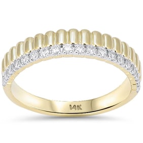 14K Yellow Gold Natural Diamond Dome-Band Ring