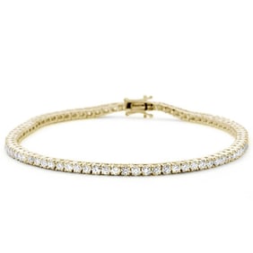 14K Yellow Gold Natural Diamond Tennis Bracelet