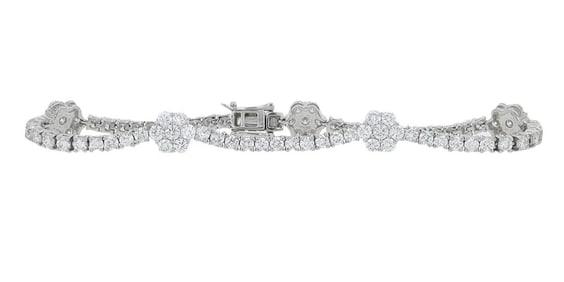 Platinum 950 Lab-Grown Diamond Cluster Bracelet