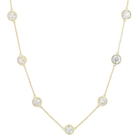 14K Gold Lab-Grown Diamond Bezel Station Necklace