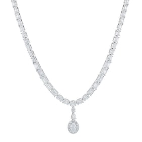 14K WG 12 CT Lab Grown Diamond Necklace