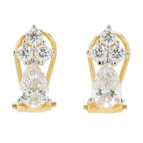 14K Yellow Gold Lab-Grown Diamond Cluster Drop Earrings