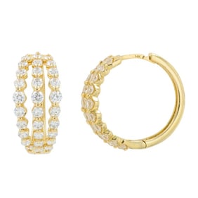 14K Yellow Gold Lab-Grown Diamond Hoop Earrings