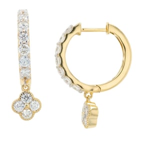 14K Yellow Gold Lab-Grown Diamond Hoop Earrings