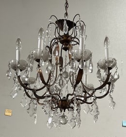 FINE GILT BRONZE & CRYSTAL EIGHT-LIGHT CHANDELIER