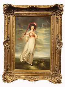 OIL ON CANVAS PAINTING OF A YOUNG LADY
