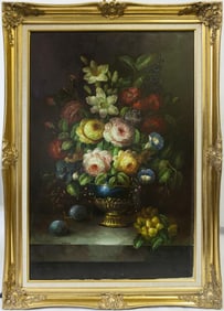 STILL LIFE OIL ON CANVAS PAINTING