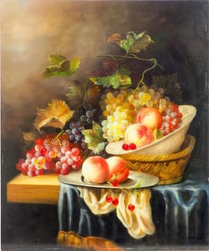 STILL LIFE OIL PAINTING ON CANVAS OF FRUITS