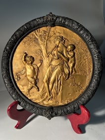 FRAMED BRONZE RELIEF ROUNDEL, AFTER ARTIST CLODION
