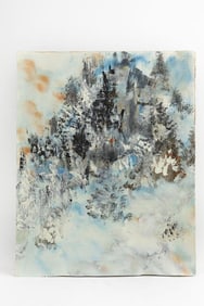 ABSTRACT OIL PAINTING OF WINTER LANDSCAPE