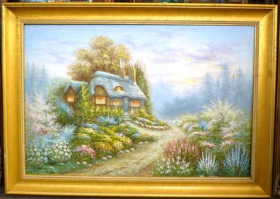 FRAMED PAINTING OF A HOME