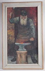 OIL PAINTING OF A BLACKSMITH BY SHLOSSBERG
