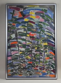 FRAMED ABSTRACT OIL ON CANVAS PAINTING
