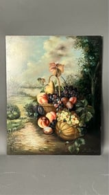 STILL LIFE OIL ON BOARD PAINTING