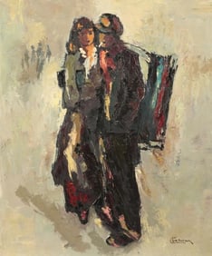 OIL PAINTING OF A BOY AND A GIRL BY CHER HOEVEN
