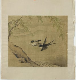 CHINESE PAINTING ON SILK OF TWO BIRDS