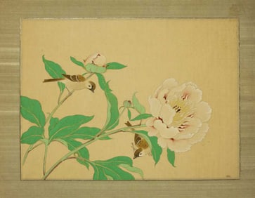 CHINESE PAINTING OF BIRDS AND PEONIES ON PAPER