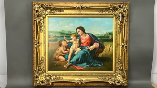 FRAMED PAINTING OF THE ALBA MADONNA OF RAPHAEL