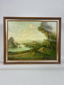 OIL ON CANVAS PAINTING OF LANDSCAPE BY C. PATIN