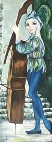 LARGE OIL ON CANVAS PAINTING OF A MUSICIAN