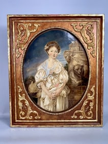 FRAMED OIL ON CANVAS PAINTING OF A MAIDEN