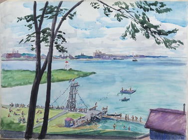 WATERCOLOR PAINTING OF A SUMMER SCENE