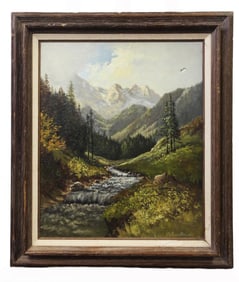 FRAMED OIL PAINTING ON CANVAS OF FOREST