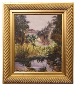 OIL ON CANVAS PAINTING WITH PALM TREES