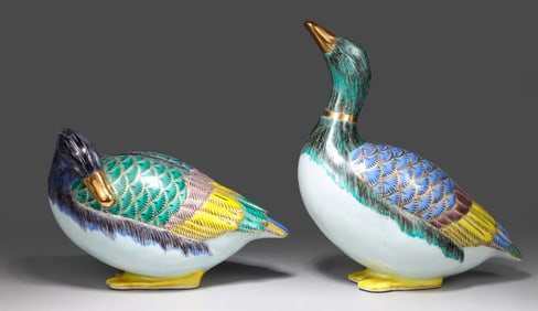 PAIR OF JAPANESE KUTANI DUCKS