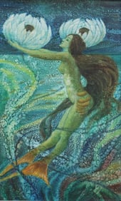 OIL ON CANVAS PAINTING OF A MERMAID BY SHLOSSBERG