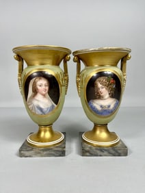 PAIR OF EUROPEAN PORCELAIN URNS