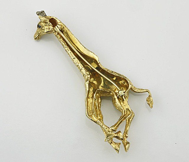 TIFFANY 18K YELLOW GOLD GIRAFFE BROOCH C. 1950 - 3