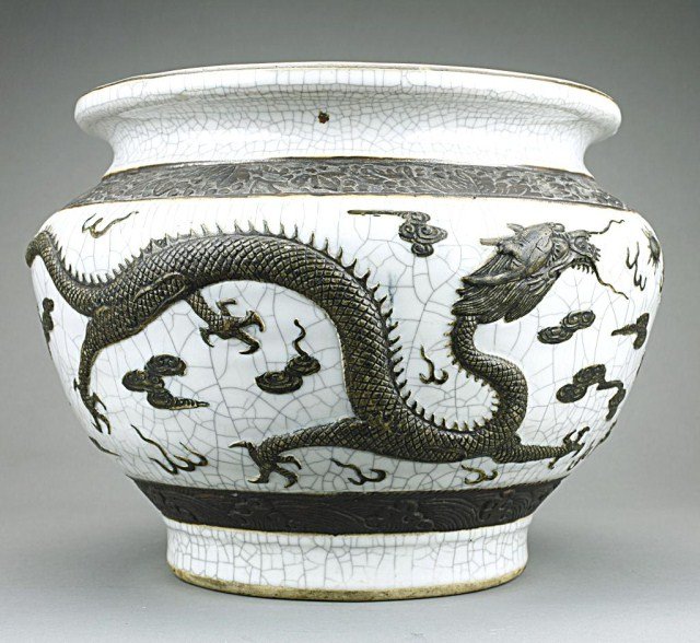 CHINESE CRACKLEWARE 'DRAGON' JARDINIÈRE - 4