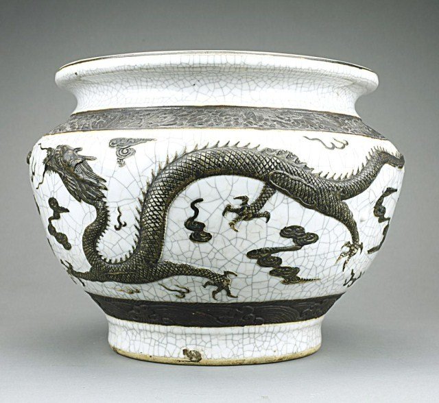 CHINESE CRACKLEWARE 'DRAGON' JARDINIÈRE - 5