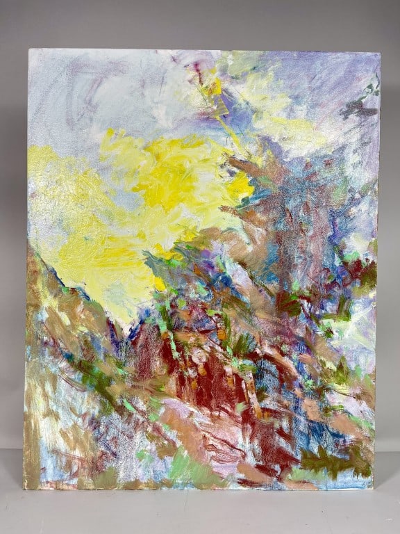 DAVID MA, CHINESE-AMERICAN (1956 - ): Titled "Light Falls on the Wild." The sunlight does not gently scatter ? it plunges into the untamed hills. It seeks no order, only motion, only growth amid chaos and soil. It breathes equally with ev