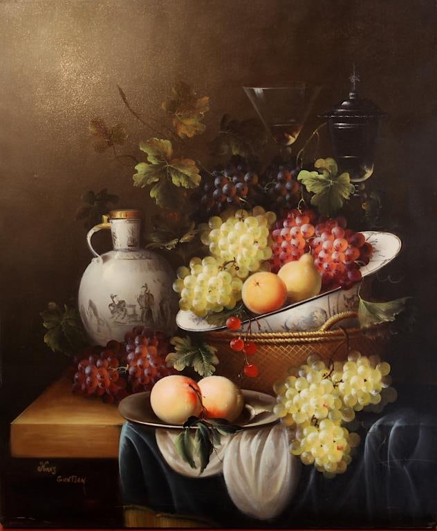 STILL LIFE OIL ON CANVAS PAINTING OF FRUITS (1 of 2)