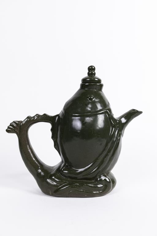 CHINESE TEA DUST GLAZED FISH FORM TEAPOT (1 of 8)