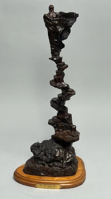 BRONZE FIGURE, THE VANISHING RACE: Artist: Joe Slockbower. H: 20 1/4 in.