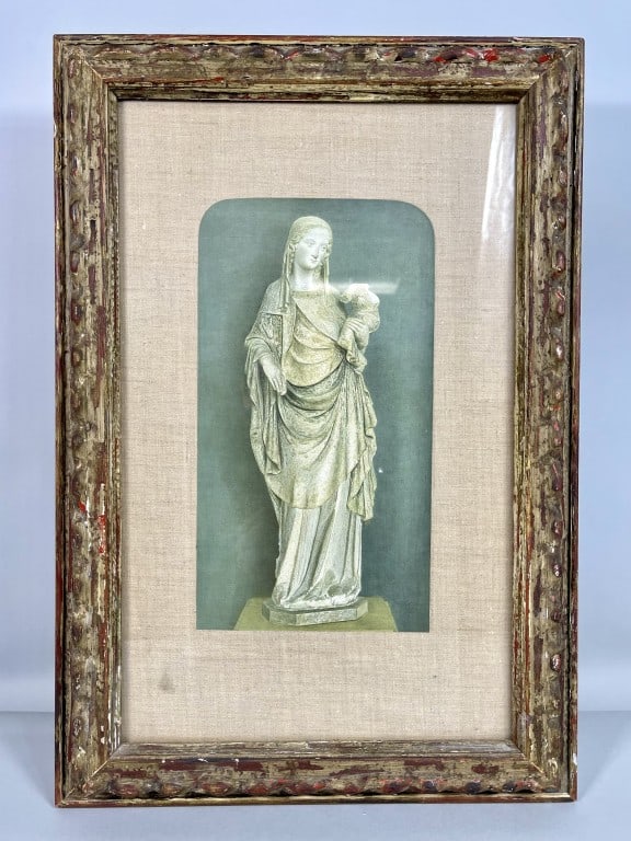 FRAMED PRINT OF A STATUE: Unsigned. With Frame: L: 14 1/4 in. H: 20 1/2 in.
