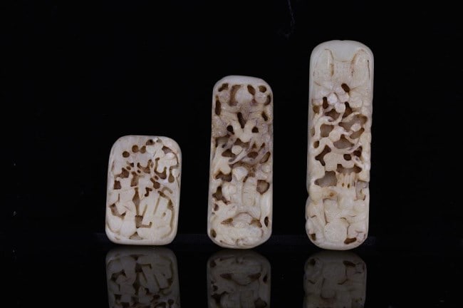 THREE ASSORTED CHINESE JADEITE PLAQUES - 2