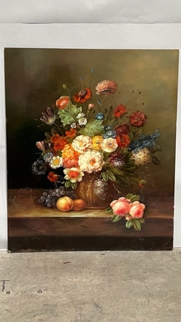 OIL ON BOARD PAINTING OF STILL LIFE: H: 30 in. L: 25