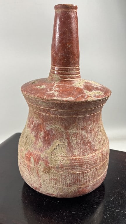 MAYAN VASE WITH COVER: H: 12 1/2?